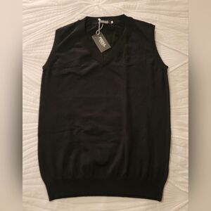Fisoul Black Sleeveless V Neck Sweater Vest NEW